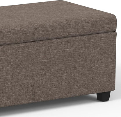 SIMPLIHOME Avalon 54 inch Wide Contemporary Rectangle Extra Large Storage Ottoman Bench in Fawn Brown Polyester Linen Fabric, Assembled, for The Living Room, Entryway and Family Room