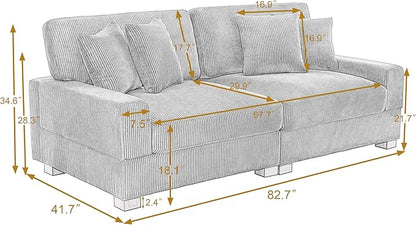 Modular Sectional Couches for Living Room, 82.6" Modern Loveseat 2-Seater Sofa Couch, Upholstered Couches for Living Room Bedroom, Orange