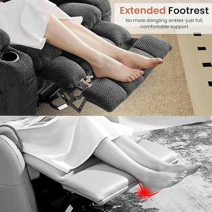 Power Lift Recliner Chair for Adults Oversized Infinite Position Lift Chair for Elderly W/Massage & Heat, Lay Flat Recliner, One-Touch Reset, Cup Holders, Lumbar Pillow, Fabric (Premium, Dark Grey)