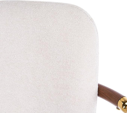 Christopher Knight Home Sybul Fabric Upholstered Counter Height Bar Stools Set of 2, Metal Stool Chair for Kitchen Island with Thick Padded Seat, Counter Stool with Footrest, Light Beige+Walnut