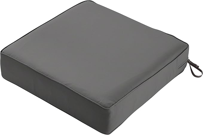 Classic Accessories Montlake FadeSafe Water-Resistant 23 x 23 x 5 Inch Outdoor Seat Cushion, Outdoor Chair Cushion, Light Charcoal Grey, Outdoor Chair Cushions, Patio Chair Cushions, Patio Cushions