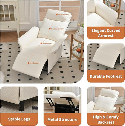 Power Recliner Chair, Adjustable Electric Recliner Chairs for Adults, Sleeper Sofa Bed with Remote Control & Side Pocket, Linen Upholstered Chair for Living Room/Bedroom, Easy Assembly, Beige