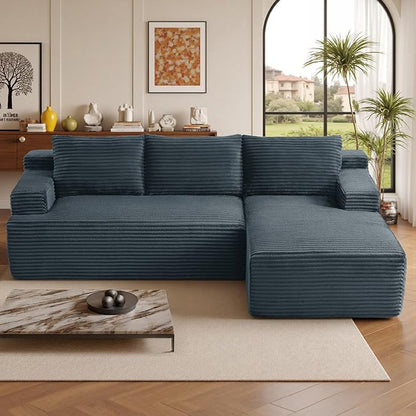 96''Sectional Couches for Living Room,Modern Modular Sectional Sofa,Upholstered Boneless Couch with Pockets,Comfy Cloud Couch with L Shaped Chaise(Dark Grey, 96''W Left Facing Chaise)