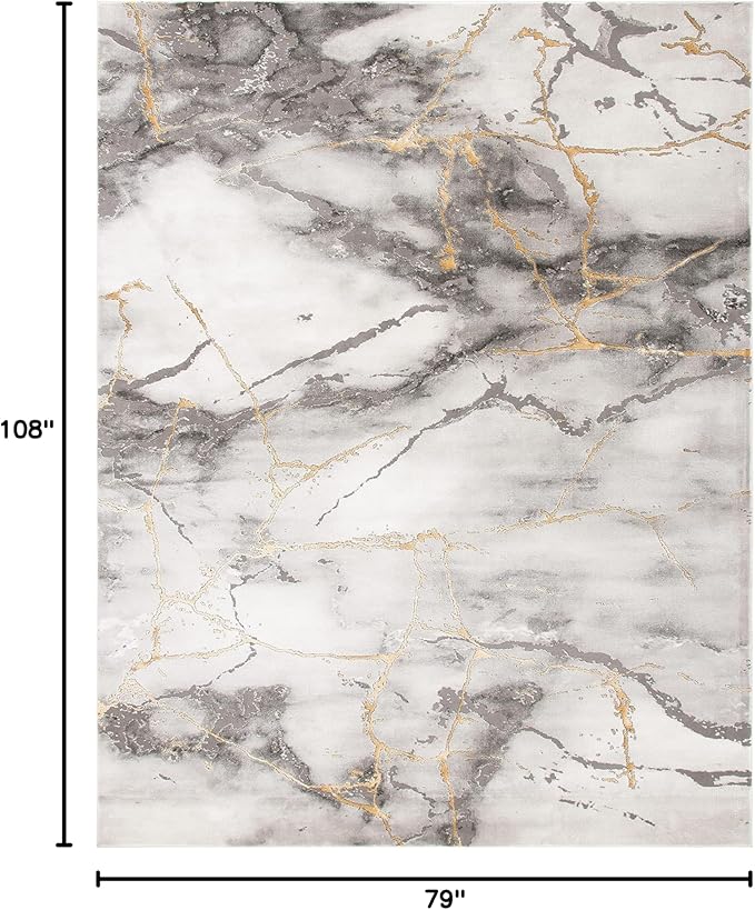 SAFAVIEH Craft Collection Area Rug - 6'7" x 9', Grey & Gold, Modern Abstract Design, Non-Shedding & Easy Care, Ideal for High Traffic Areas in Living Room, Bedroom (CFT877F)