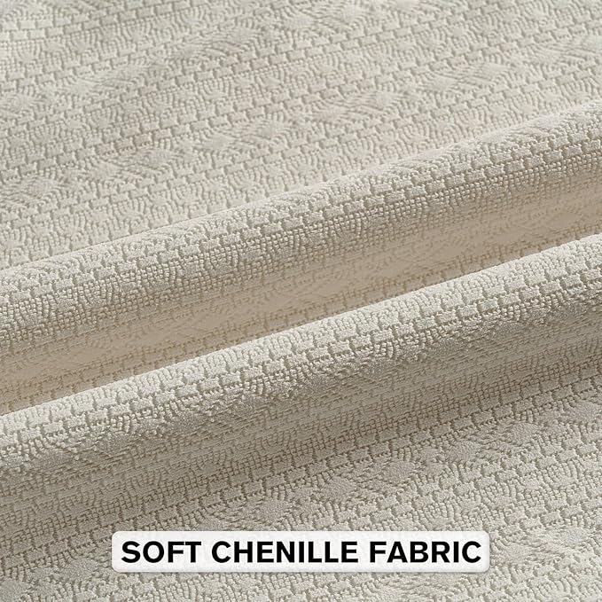 FUTEI Cream Chenille Throw Pillow Covers 22x22 Inch Set of 2,Soft Striped & Diamond Textured Cushion Cases,Modern Home Decor for Couch Living Room