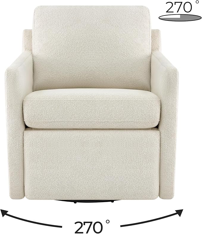 CHITA Swivel Accent Chair with Electric Footrests, FSC Certified Upholstered Living Room Sofa Chair with Power Motor, USB and Type-C Ports, Cream