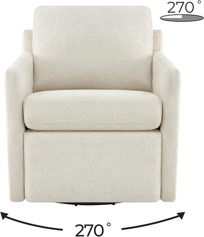 CHITA Swivel Accent Chair with Electric Footrests, FSC Certified Upholstered Living Room Sofa Chair with Power Motor, USB and Type-C Ports, Cream