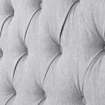 Lucky Monet Linen Upholstered Headboard Queen Size (Headboard Only), Nail Head Trim Wingback Tufted Button Headboard Luxury Soft Padded Head Board with Durable Metal Legs, Adjustable Height, Grey