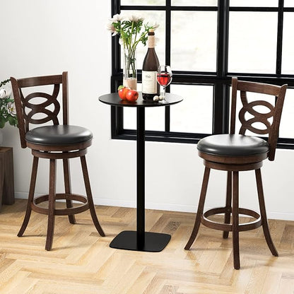 ERGOMASTER Swivel Bar-Stools Set of 2 Brown Counter Height Barstool 29 Inch Seat Bar Chair