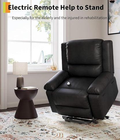 GarveeHome Power Lift Recliner Chair - Heat and Massage, PU Leather, Adjustable Back and Legs, Electric Lift Chair Designed for The Elderly and People with Mobility impaired