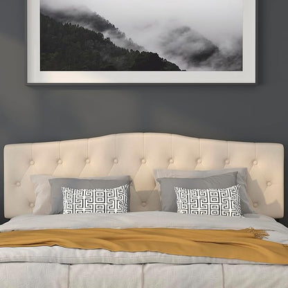 BizChair Tufted Upholstered King Size Headboard in Beige Fabric