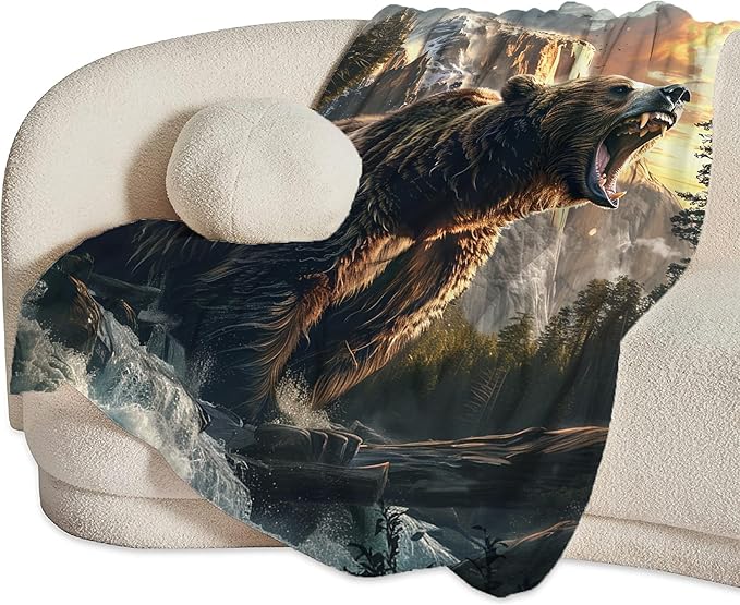 Bear Blanket and Gifts - Cabin Decor Throw for Girls, Boys, Men, Women, Kids, Adults - Soft Warm Cozy Fleece for Couch, Sofa, Bed - 80"x60"