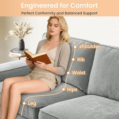 RISAR 71.25" Modern Loveseat Sofa for Living Room, Chenille Couch with Removable Cover & Spring Cushions, Solid Wood Frame, Easy Assembly for Small Spaces (Light Gray)
