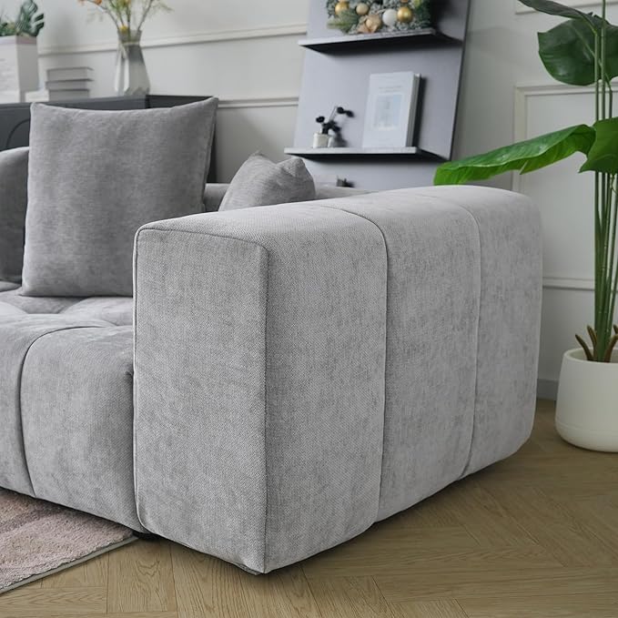 WJShome 144" Sectional Couches for Living Room,Modular Sectional Sofa, U Shaped Couch, Linen Deep Seat Cloud Couches with Pillow for Living Room,Gray