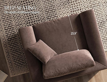 48.6" Single Sofa, Small Boneless Couches for Living Room, Cloud Couch for Bedroom, Office, Brown