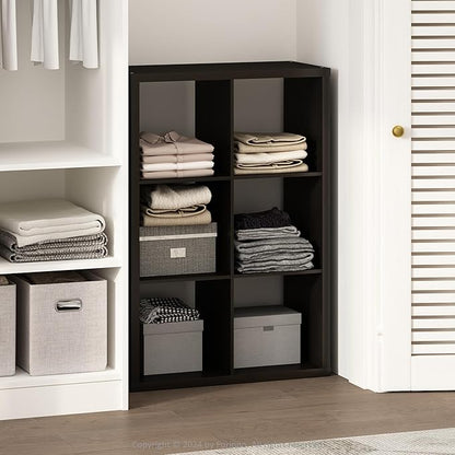 Furinno Cubic Closet Organizers and Storage, 6-Cube Closet Organizer, Open Shelf Closet Storage, Extra Thick Frame for Wardrobe, Bedroom, Living Room, Dark Oak