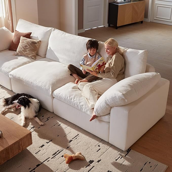 Modular Sectional Sofa, 110.2" L Shaped Modern Sofa Modular Sectional Cloud Couch with Ottoman, Modern Cloud Sectional Couches for Living Room, Deep Seat Sofa with Washable Cover
