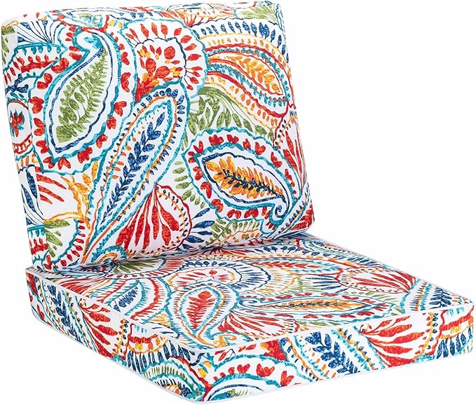 JMGBird Outdoor Chair Cushion Tufted Pillow, Deep Seat Outdoor Cushion Set 19"x19" Seat Cushions for Outdoor Furniture