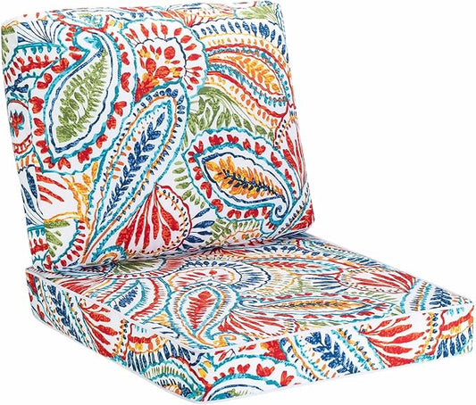 JMGBird Outdoor Chair Cushion Tufted Pillow, Deep Seat Outdoor Cushion Set 19"x19" Seat Cushions for Outdoor Furniture