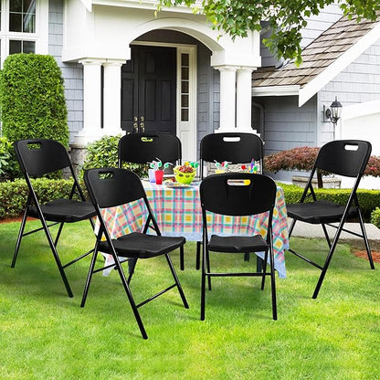 10 Pack Folding Chair, 700 lb Weight Capacity,Indoor/Outdoor Heavy Duty Foldable Chairs for Restaurants, Kitchens, Picnics, Races, Parties & Weddings. (10, Black)