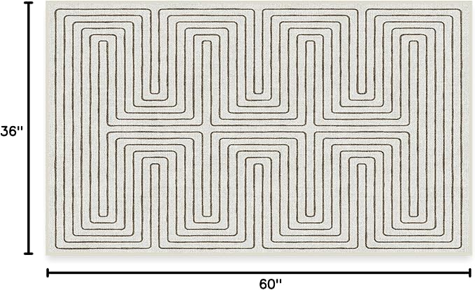 RUGGABLE x Jonathan Adler Machine Washable Modern Area Rug – Labyrinth Camel/Ivory 3x5, Stain-Resistant, Non-Slip – Small Rugs for Living Room, Bedroom, Hallway, Entryway & Office–with Standard Pad