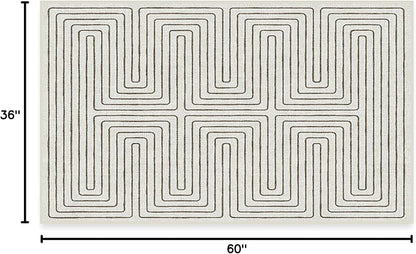 RUGGABLE x Jonathan Adler Machine Washable Modern Area Rug – Labyrinth Camel/Ivory 3x5, Stain-Resistant, Non-Slip – Small Rugs for Living Room, Bedroom, Hallway, Entryway & Office–with Cushioned Pad