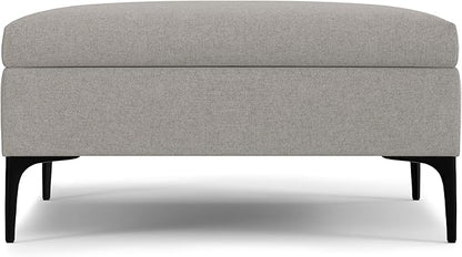 SIMPLIHOME Rebecca 36 inch Wide Contemporary Square Mid Century Coffee Table Storage Ottoman with Lift Up Lid in Cloud Grey Polyester Linen, Assembled, For the Living Room, Entryway and Family Room