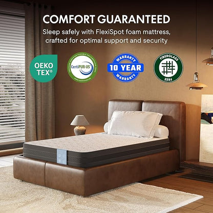 FLEXISPOT Adjustable Bed Frame Base Split King + 6" Cooling Gel Memory Foam Mattress, Massage, Head and Foot Incline, Zero Gravity, Zero Clearance, Under-Bed Lights, Anti-Snore, Wireless Remote