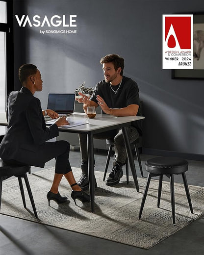 VASAGLE EKHO Collection - Dining Chairs Stools Set of 4, Upholstered Kitchen Chairs, Vanity Stools, Synthetic Leather with Stitching, Mid-Century Modern, 19-Inch Tall, Easy Assembly, Ink Black