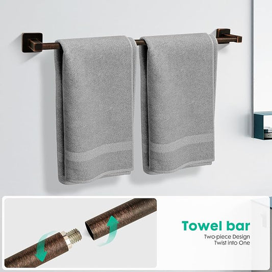 5 Piece Antique Bathroom Hardware Accessories Set Oil Rubbed Bronze,24 Inch Towel Bar Set,Towel Rack Set,Bathroom Towel Holder Set