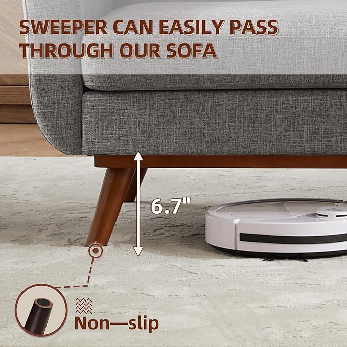 Tbfit Loveseat Sofa, 65" W Mid Century Modern Love Seat Small Loveseat for Bedroom, Button Tufted Upholstered Small Couch Sofa for Living Room, Grey