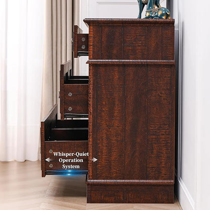7 Drawer Dressers for Bedroom, 55" Wide Farmhouse Chest of Drawers TV Stand for Bedroom, Closet, Living Room, Hallway