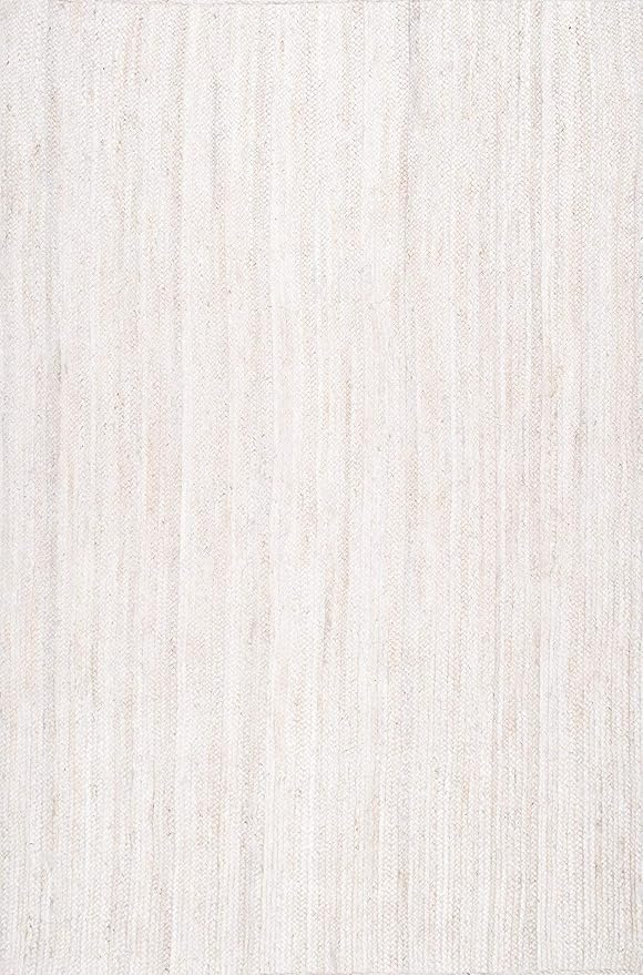 nuLOOM 3x5 Rigo Jute Hand Woven Area Rug, Off White, Solid Farmhouse Design, Natural Fiber, For Bedroom, Living Room, Dining Room, Hallway, Office, Kitchen, Entryway