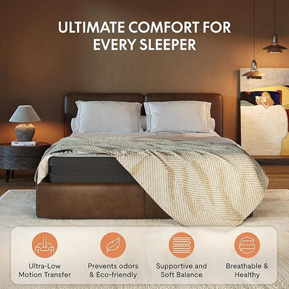 FLEXISPOT 6'' Queen Size Cooling Gel Memory Foam Mattress, Viscose from Bamboo, Medium Firm, 10-Year Warranty, Mattress-in-A-Box, Certi-PUR & Oeko-TEX Certified, Washable, Fire-Resistant.