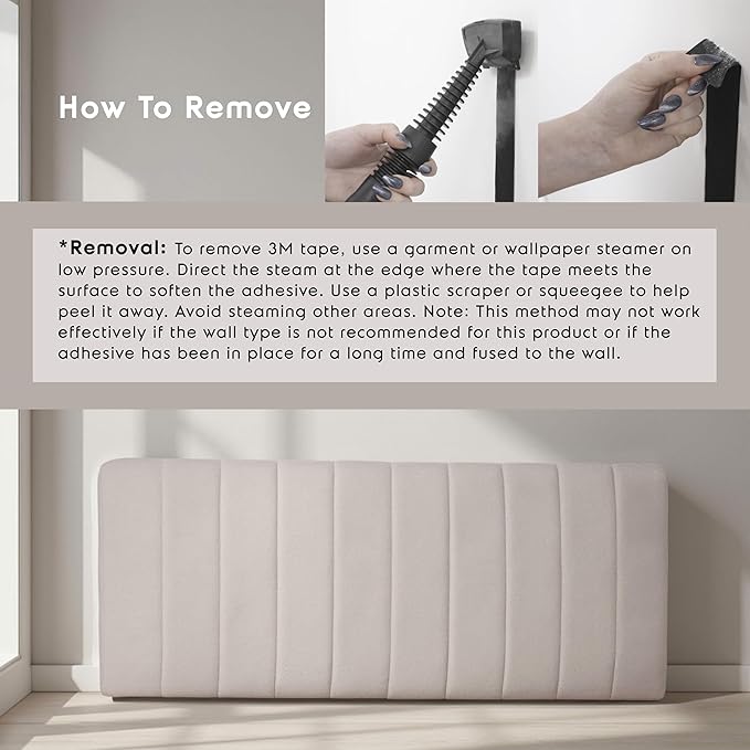 Hearth & Harbor Upholstered King Headboard - Easy Assemble Channel Stitched Headboard King Size Bed - Wall Mounted Headboards with 3D Soundproof Wall Panels Peel & Stick Floating Headboards, Beige