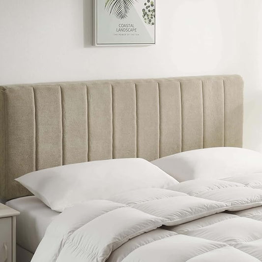 Nestl Upholstered King Headboard - Easy Assemble Channel Stitched Headboard King Size Bed - Wall Mounted Headboards with 3D Soundproof Wall Panels Peel & Stick Floating Headboards, Linen