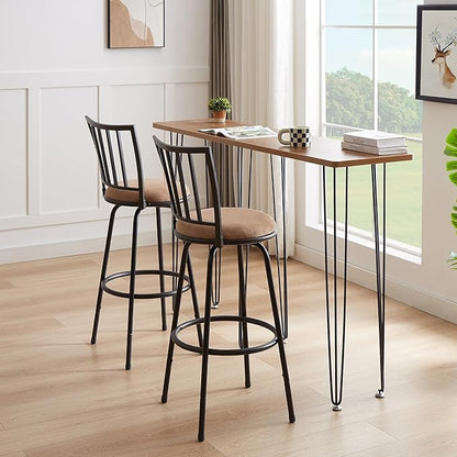 VECELO Bar Stools Adjustable Height, 24/29" Barstool Swivel Counter Stool with Upholstered Seat,Steel Bistro Pub Chairs, Straight Line Backrest