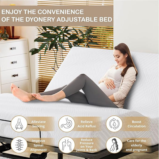 Queen Adjustable Bed Base Frame with Wireless Remote + 10 Inch Queen Green Tea Gel Memory Foam Mattress Bed in a Box, Head and Foot Incline, Zero Gravity, Fiberglass Free, 80" × 60"
