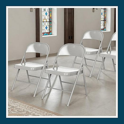 OEF Furnishings OEF900 Series Premium Lightweight All-Steel Folding Chairs (4-Pack, Gray)
