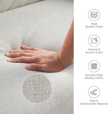 mopio 76.4" Futon Sofa Bed, Couch, Loveseat, Sleeper Sofa, Mid Century Modern Futon Couch, Sofa Cama, Couches for Living Room (Light Gray Fabric)