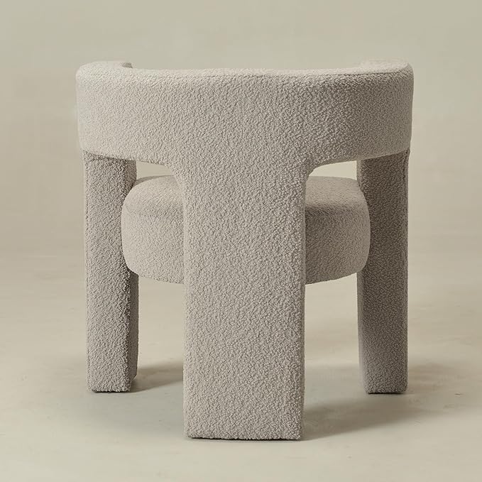 KINWELL 28" W Modern Boucle Accent Chair, Mid Century Upholstered Square Armchair, No Assembly Single Sofa Side Chair for Living Room Lounge Bedroom (Oatmeal)