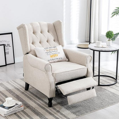 Wingback Recliner Chair, Modern Accent Arm Chair for Living Room/Bedroom/Office/Home Theater, Beige