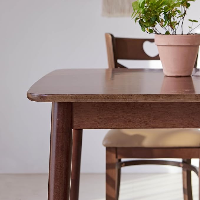 Livinia Aslan 59" Malaysian Oak Rectangular Wooden Dining Table/Large Solid Wood Kitchen Desk (Walnut)