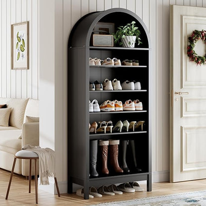 Shoe Cabinet, 70" Tall Arched Shoe Rack with 3 Adjustable Shelves, 7-Tier Large Freestanding Shoe Storage Organizer for Entryway, Closet, Hallway, Living Room