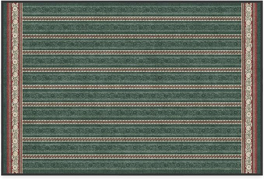 RUGGABLE x Morris & Co Machine Washable Area Rug – Fruit Stripe Spruce Green 2x3, Stain-Resistant, Non-Slip – Small Rugs for Living Room, Bedroom, Hallway, Entryway & Bathroom–with Standard Pad