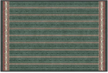 RUGGABLE x Morris & Co Machine Washable Area Rug – Fruit Stripe Spruce Green 2x3, Stain-Resistant, Non-Slip – Small Rugs for Living Room, Bedroom, Hallway, Entryway & Bathroom–with Cushioned Pad