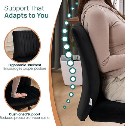 NYPOT Armless Desk Chair with Wheels for Criss Cross Sitting - Cross Legged Wide Armless Chair - Adjustable Vanity 360° Swivel Stool and 120° Rocking Wide Seat Comfy for Home and Office, Black Velvet