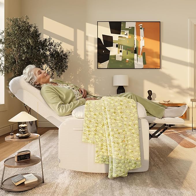 FLEXISPOT Swivel Rocker Recliner Chair for Adults, Massage Recliner Rocking Chair Nursery, 360° Swivel Nursery Glider for Living Room Bedroom, Beige (XRC2)