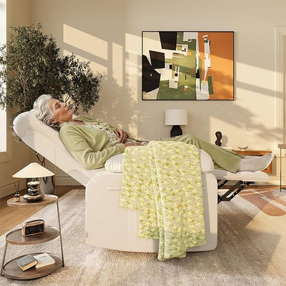 FLEXISPOT Swivel Rocker Recliner Chair for Adults, Massage Recliner Rocking Chair Nursery, 360° Swivel Nursery Glider for Living Room Bedroom, Beige (XRC2)