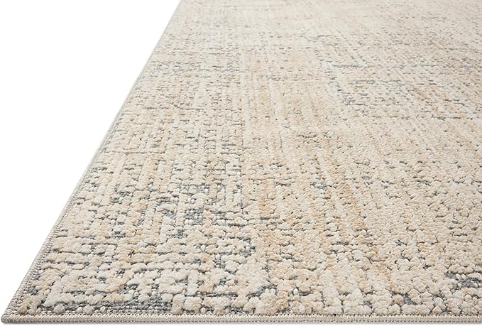 Loloi Amber Lewis Bexley Collection BEX-03 Natural/Slate 6'-6" x 9'-3" Area Rug Neutral, Textured, Living, Bedroom, Dining, Carpet